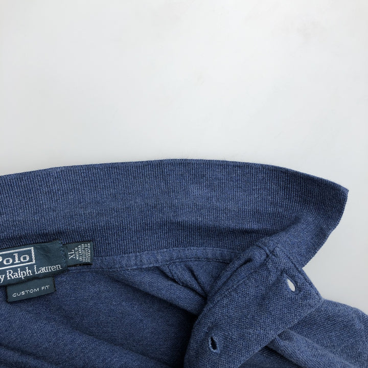 Ralph Lauren POLO by Ralph Lauren CUSTOM FIT short sleeve polo shirt, men's XL size cotton blue type Vintage Second Hand