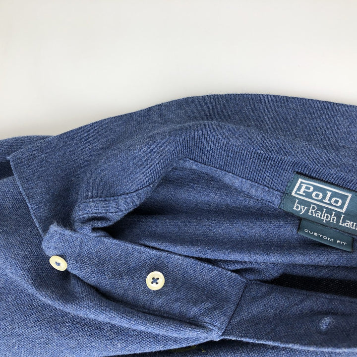 Ralph Lauren POLO by Ralph Lauren CUSTOM FIT short sleeve polo shirt, men's XL size cotton blue type Vintage Second Hand