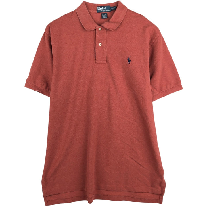 Ralph Lauren POLO by Ralph Lauren short sleeve polo shirt, men's XL size cotton red type reddish brown Vintage Second Hand