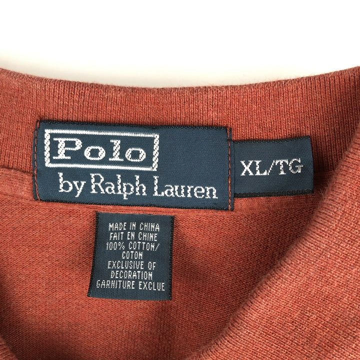 Ralph Lauren POLO by Ralph Lauren short sleeve polo shirt, men's XL size cotton red type reddish brown Vintage Second Hand