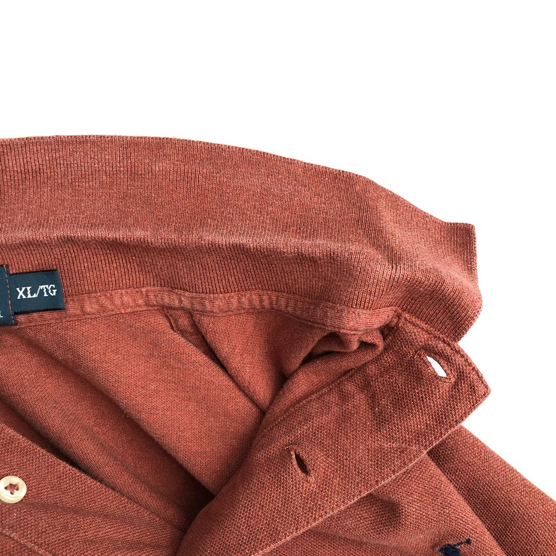 Ralph Lauren POLO by Ralph Lauren short sleeve polo shirt, men's XL size cotton red type reddish brown Vintage Second Hand