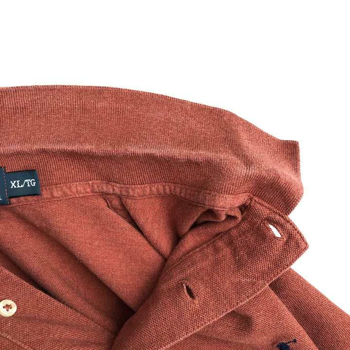 Ralph Lauren POLO by Ralph Lauren short sleeve polo shirt, men's XL size cotton red type reddish brown Vintage Second Hand