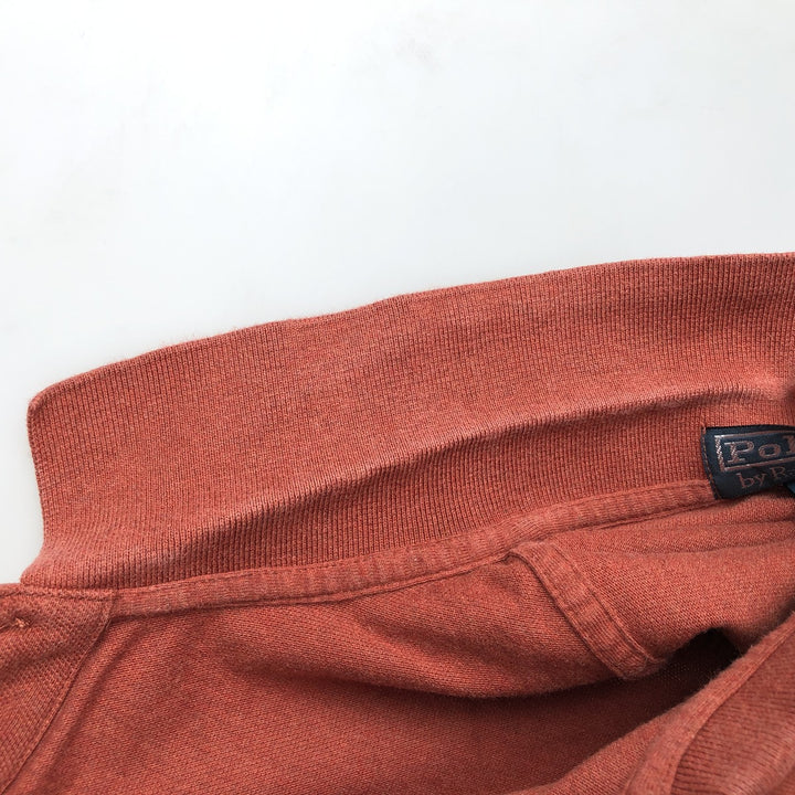 Ralph Lauren POLO by Ralph Lauren short sleeve polo shirt, men's XL size cotton red type reddish brown Vintage Second Hand