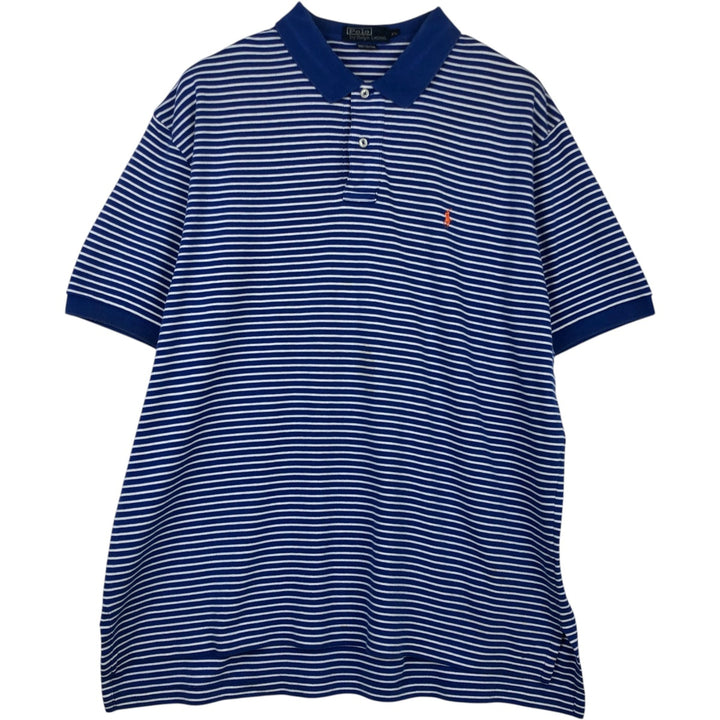 Ralph Lauren POLO by Ralph Lauren short sleeve striped polo shirt, men's XL size cotton blue type Vintage Second Hand