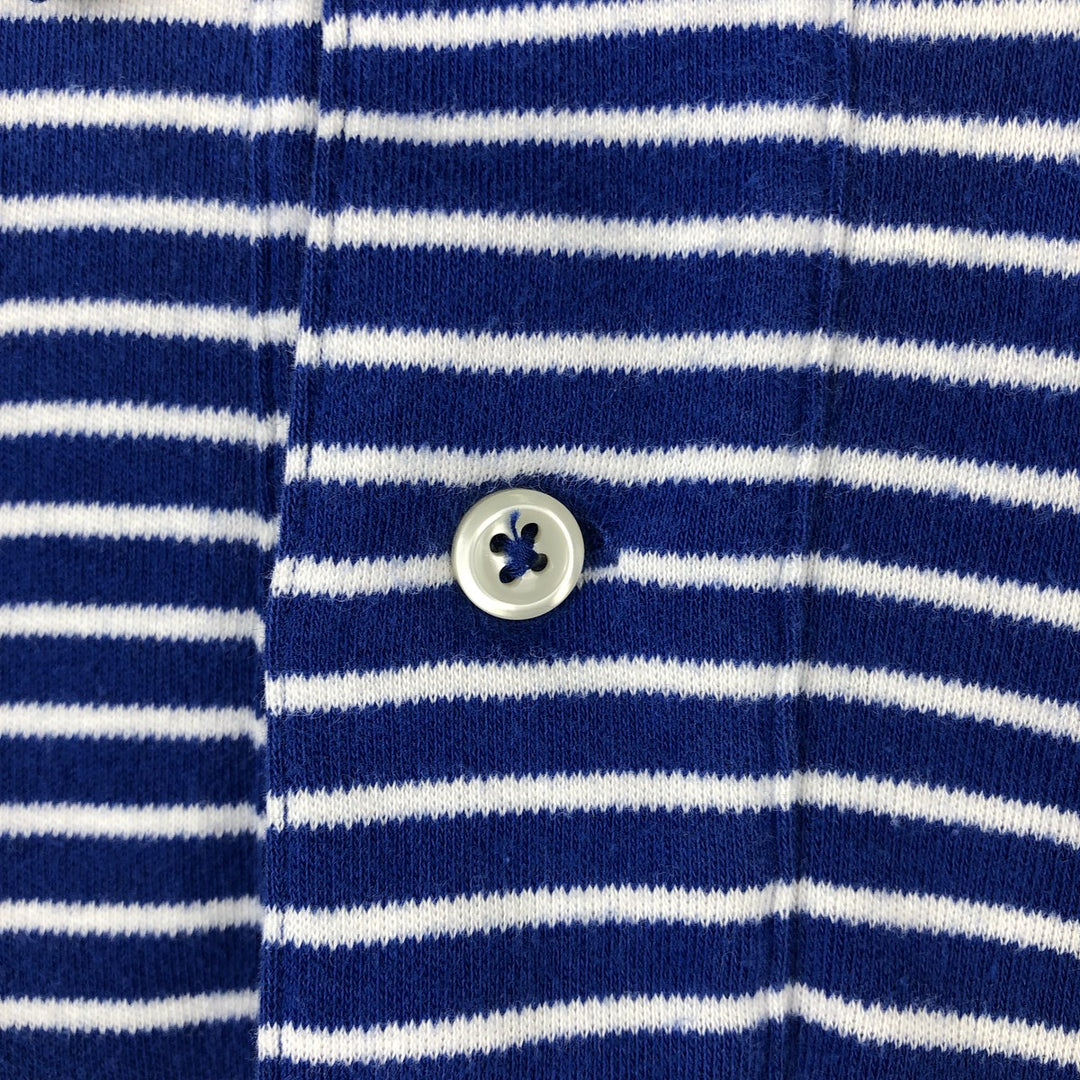 Ralph Lauren POLO by Ralph Lauren short sleeve striped polo shirt, men's XL size cotton blue type Vintage Second Hand
