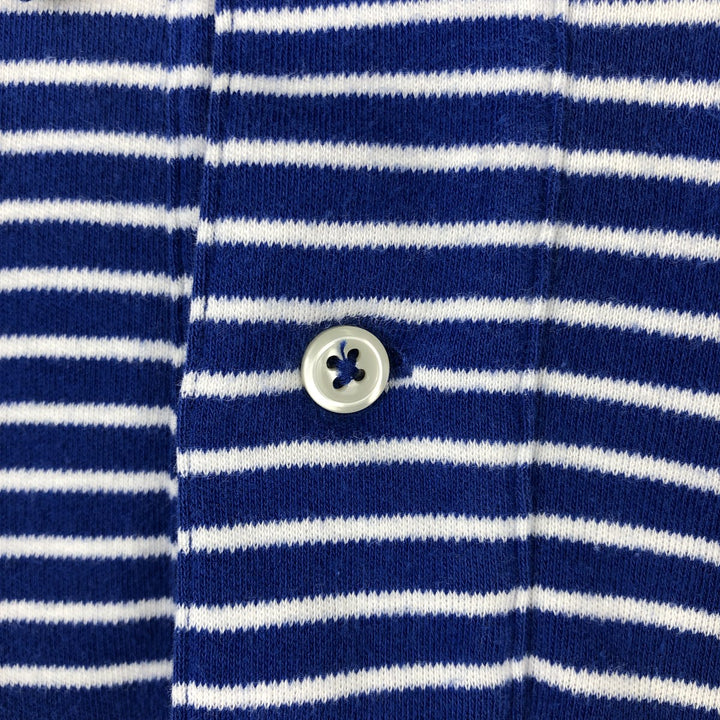 Ralph Lauren POLO by Ralph Lauren short sleeve striped polo shirt, men's XL size cotton blue type Vintage Second Hand