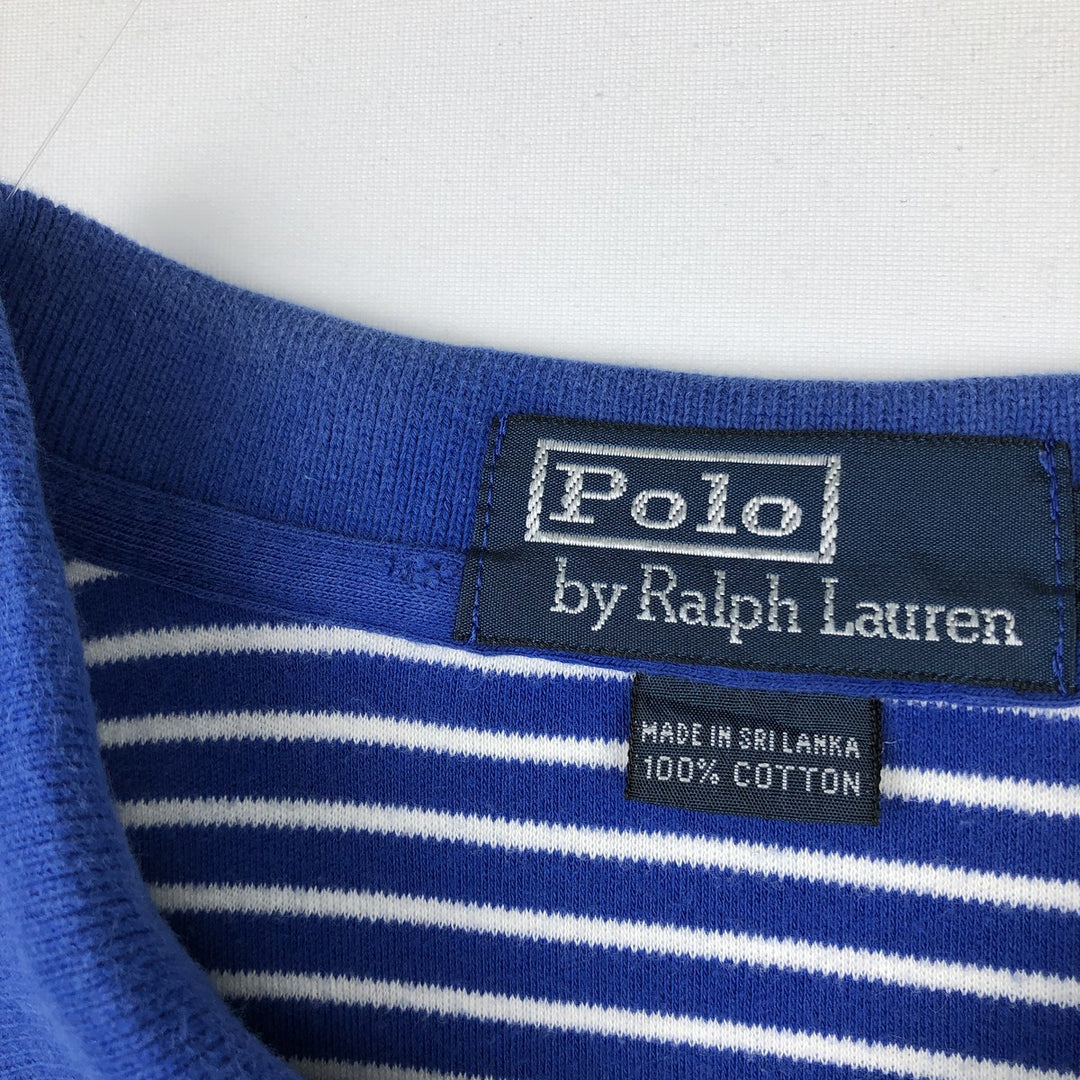 Ralph Lauren POLO by Ralph Lauren short sleeve striped polo shirt, men's XL size cotton blue type Vintage Second Hand