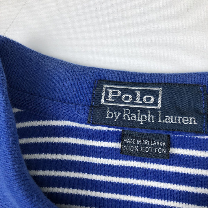 Ralph Lauren POLO by Ralph Lauren short sleeve striped polo shirt, men's XL size cotton blue type Vintage Second Hand