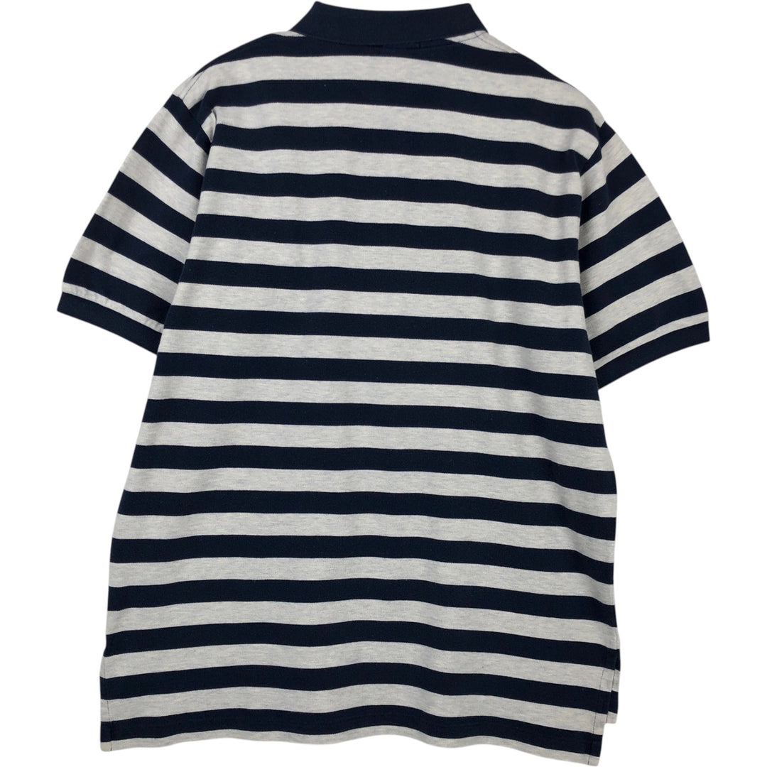 Ralph Lauren POLO by Ralph Lauren short sleeve striped polo shirt, men's XL size cotton gray type Vintage Second Hand