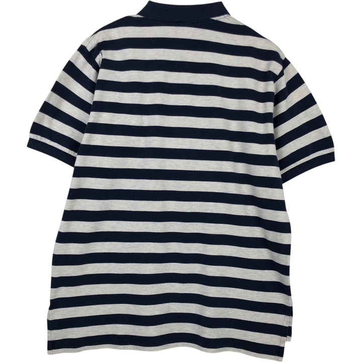 Ralph Lauren POLO by Ralph Lauren short sleeve striped polo shirt, men's XL size cotton gray type Vintage Second Hand