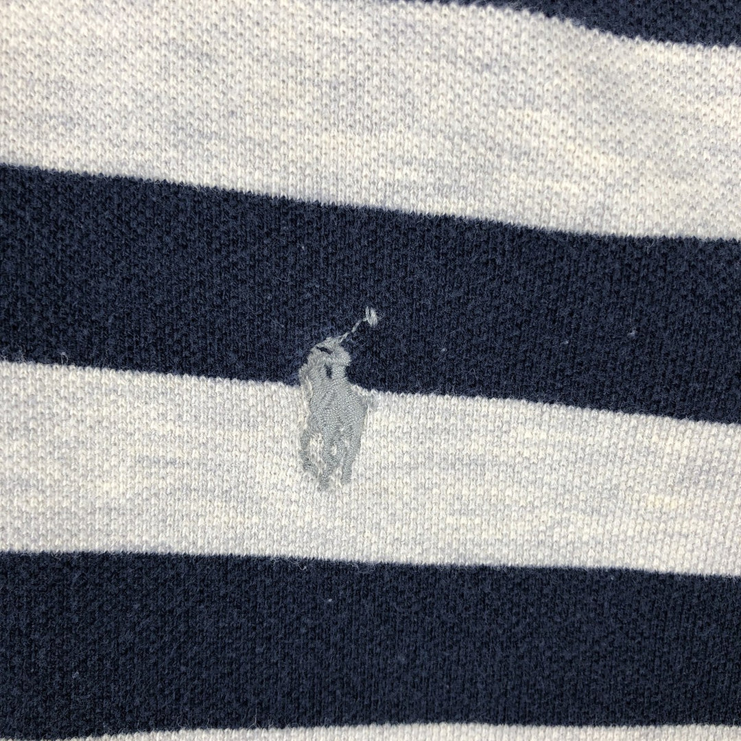 Ralph Lauren POLO by Ralph Lauren short sleeve striped polo shirt, men's XL size cotton gray type Vintage Second Hand