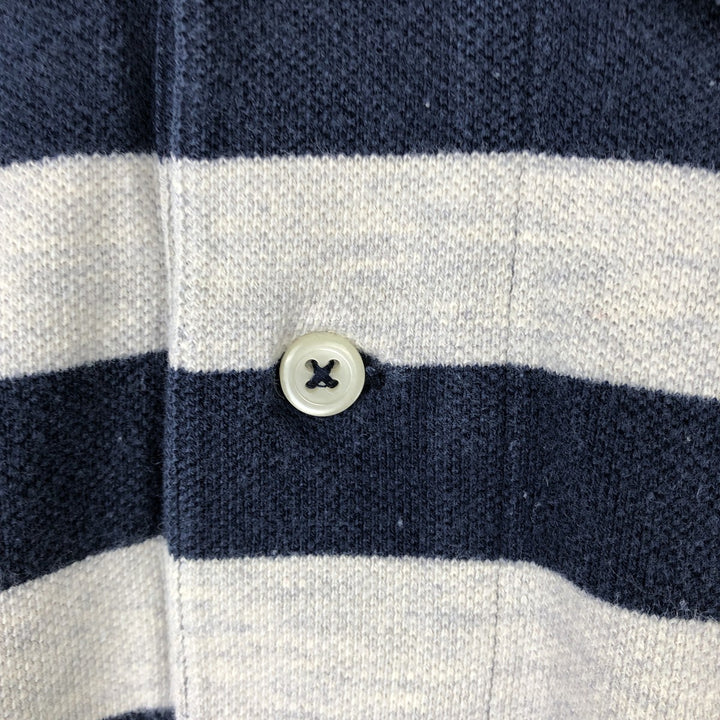 Ralph Lauren POLO by Ralph Lauren short sleeve striped polo shirt, men's XL size cotton gray type Vintage Second Hand