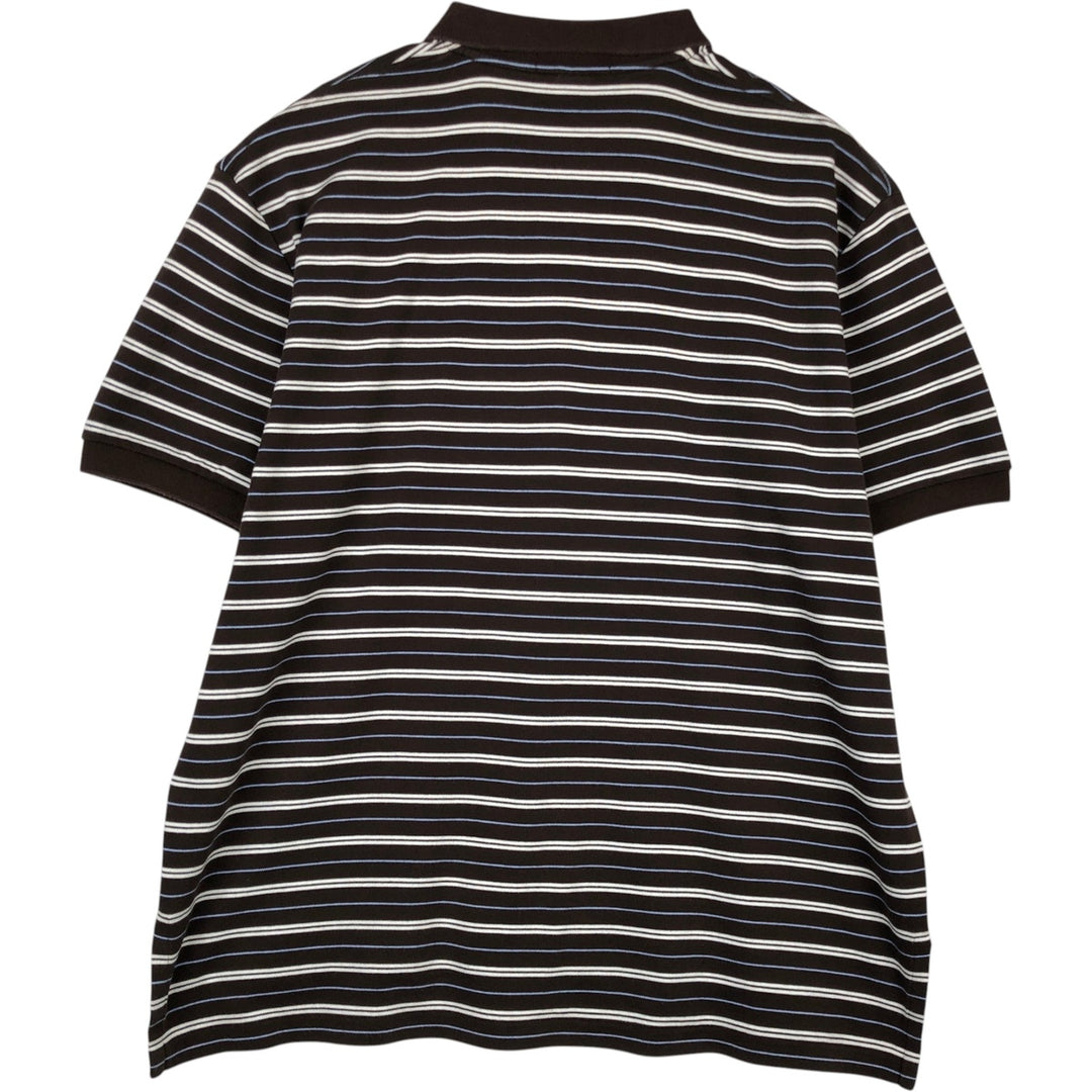 Ralph Lauren POLO by Ralph Lauren short sleeve striped polo shirt, men's XL size cotton brown type Vintage Second Hand