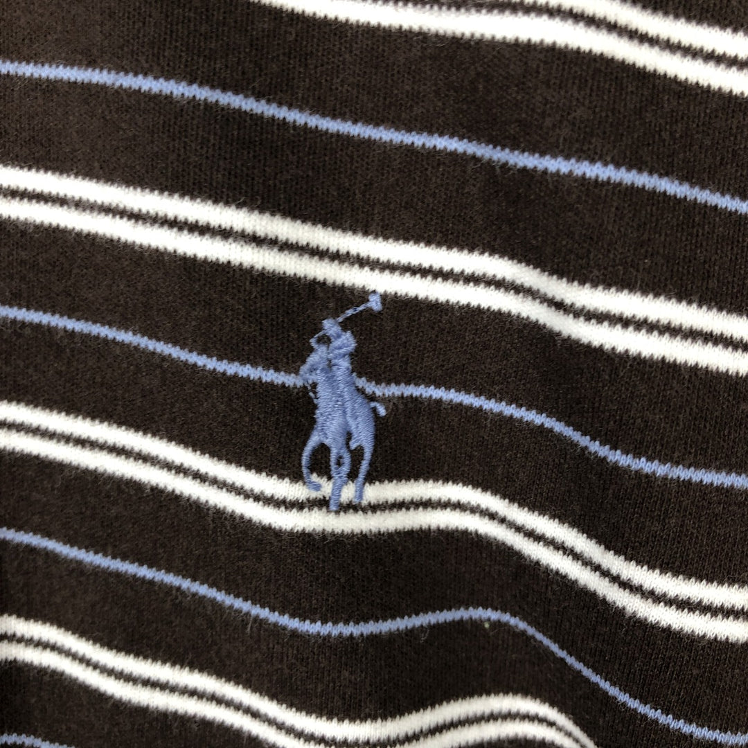 Ralph Lauren POLO by Ralph Lauren short sleeve striped polo shirt, men's XL size cotton brown type Vintage Second Hand