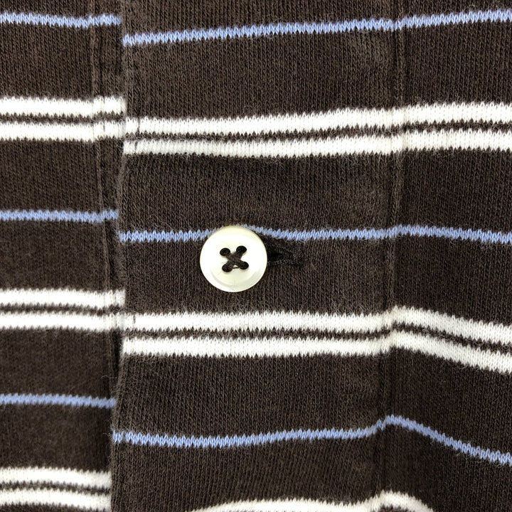 Ralph Lauren POLO by Ralph Lauren short sleeve striped polo shirt, men's XL size cotton brown type Vintage Second Hand