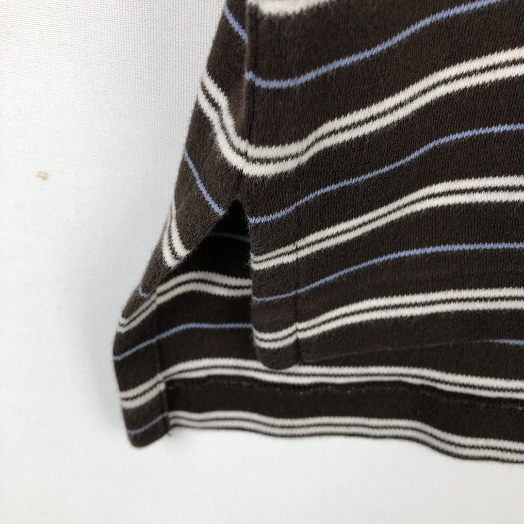 Ralph Lauren POLO by Ralph Lauren short sleeve striped polo shirt, men's XL size cotton brown type Vintage Second Hand