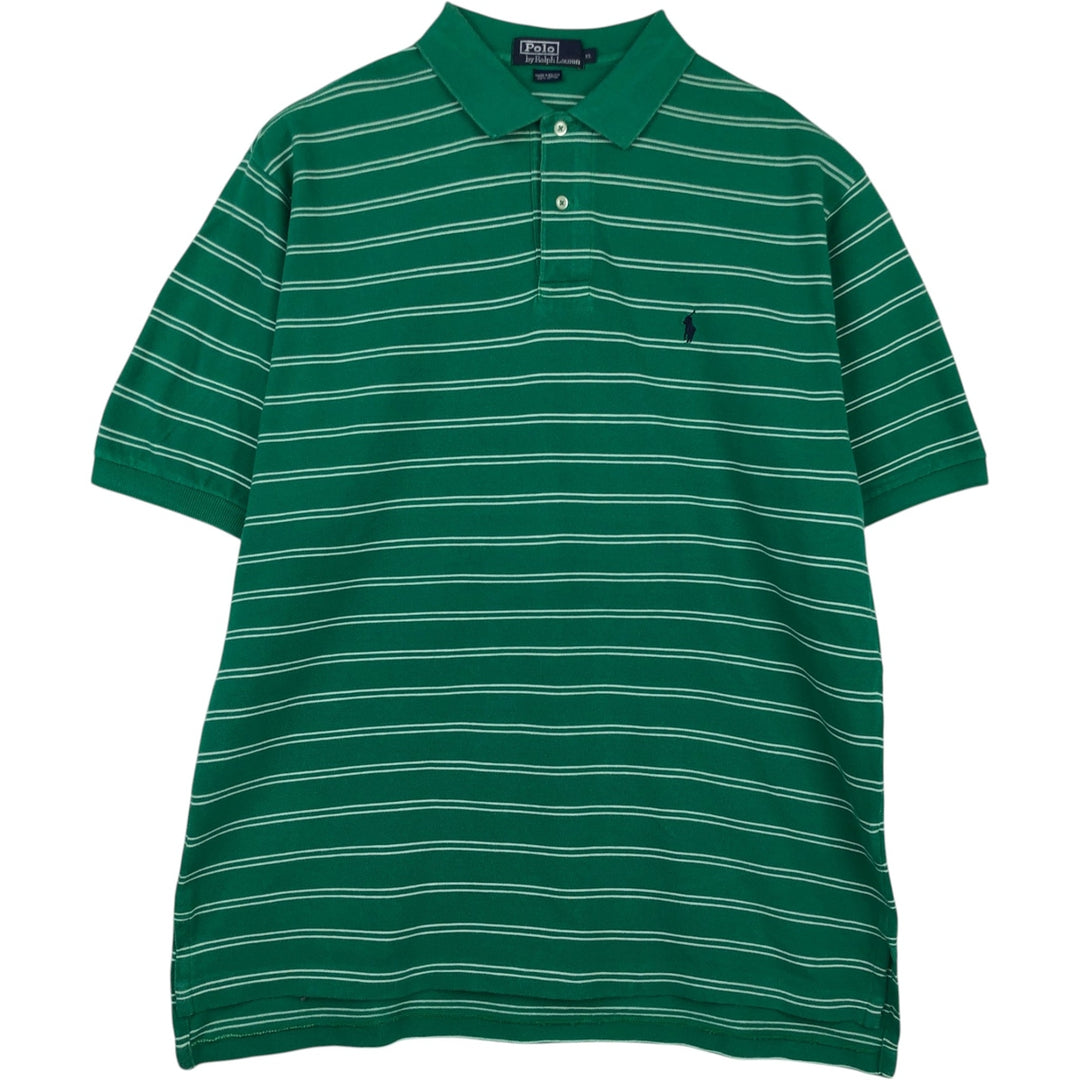 Ralph Lauren POLO by Ralph Lauren short sleeve striped polo shirt, men's XL size cotton green type Vintage Second Hand