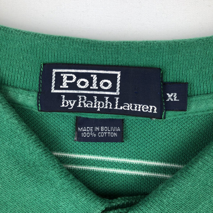 Ralph Lauren POLO by Ralph Lauren short sleeve striped polo shirt, men's XL size cotton green type Vintage Second Hand
