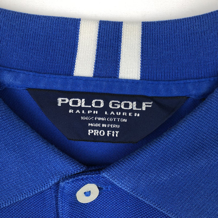 Ralph Lauren POLO GOLF PRO FIT Short-Sleeve Polo Shirt, Men's Size L (approx.) Pima Cotton blue type Vintage Second Hand