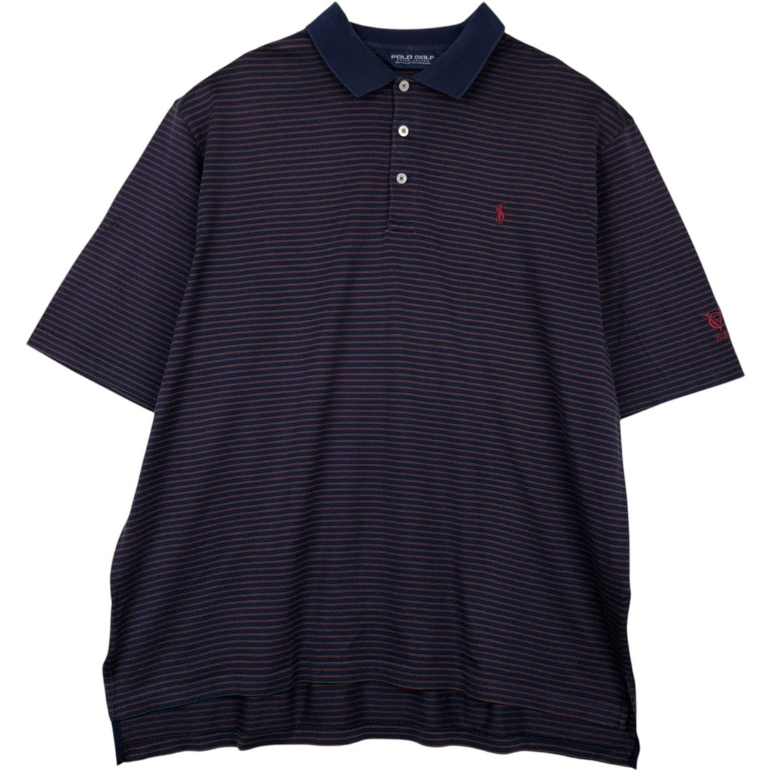 Ralph Lauren POLO GOLF Short Sleeve Striped Polo Shirt Men's XL Pima Cotton navy blue type Vintage Second Hand