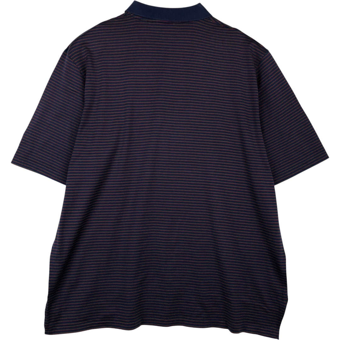 Ralph Lauren POLO GOLF Short Sleeve Striped Polo Shirt Men's XL Pima Cotton navy blue type Vintage Second Hand