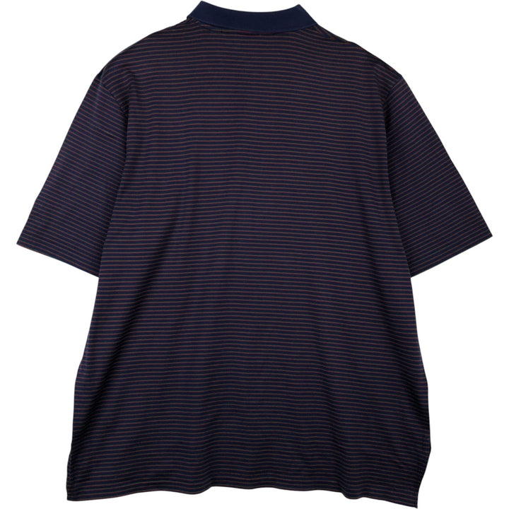 Ralph Lauren POLO GOLF Short Sleeve Striped Polo Shirt Men's XL Pima Cotton navy blue type Vintage Second Hand