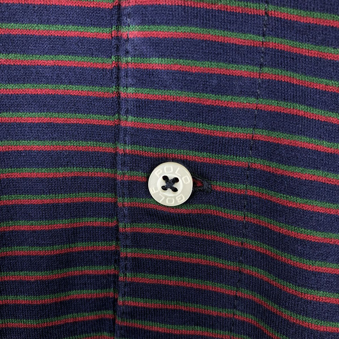 Ralph Lauren POLO GOLF Short Sleeve Striped Polo Shirt Men's XL Pima Cotton navy blue type Vintage Second Hand