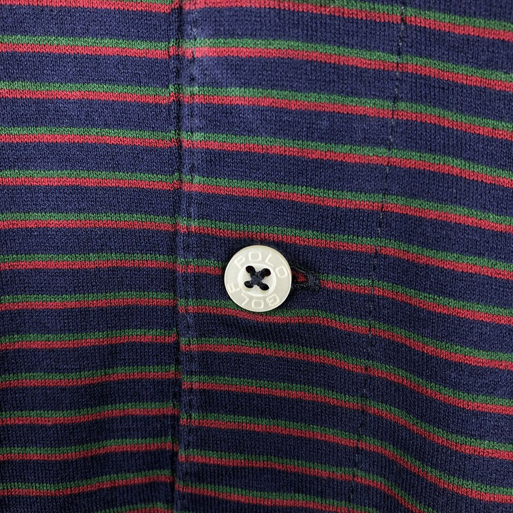 Ralph Lauren POLO GOLF Short Sleeve Striped Polo Shirt Men's XL Pima Cotton navy blue type Vintage Second Hand