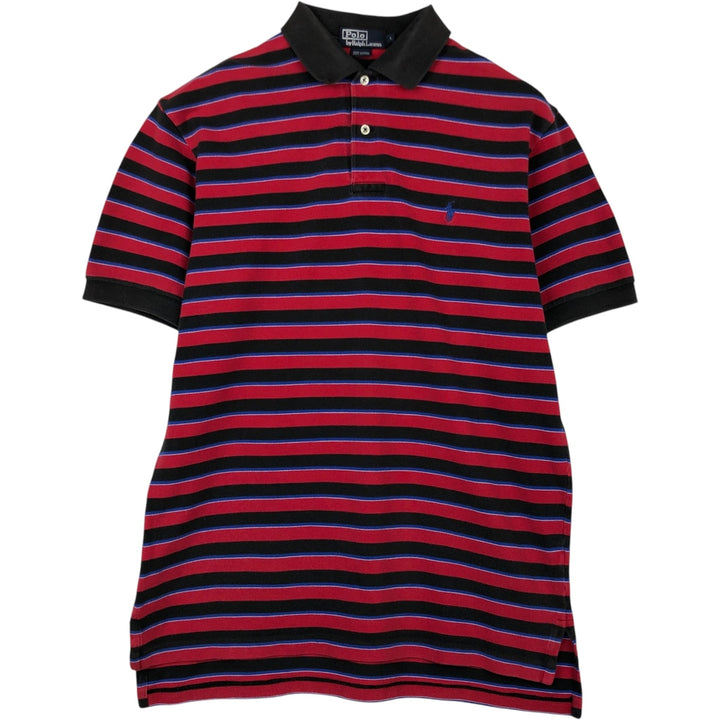 Ralph Lauren POLO by Ralph Lauren short sleeve striped polo shirt, men's size L cotton red type Vintage Second Hand