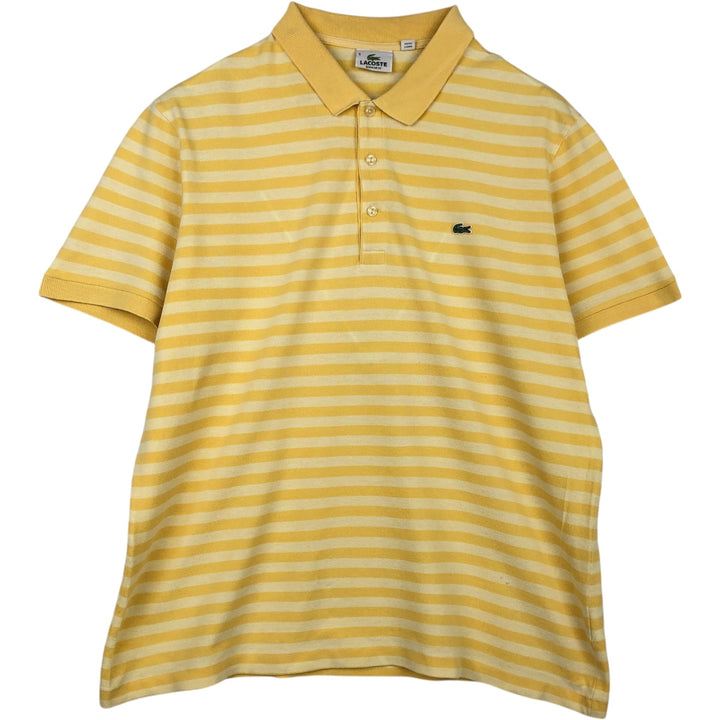 Lacoste Regular Fit Short-Sleeve Striped Polo Shirt, Size 6 (Equivalent to Men's Large) cotton yellow type Vintage Second Hand
