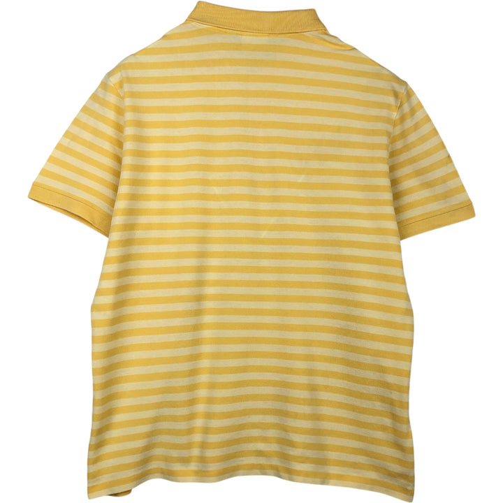 Lacoste Regular Fit Short-Sleeve Striped Polo Shirt, Size 6 (Equivalent to Men's Large) cotton yellow type Vintage Second Hand