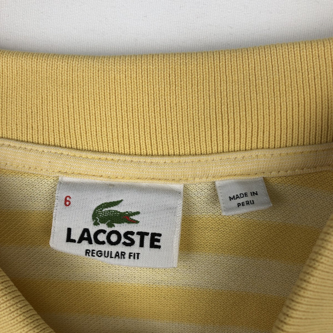 Lacoste Regular Fit Short-Sleeve Striped Polo Shirt, Size 6 (Equivalent to Men's Large) cotton yellow type Vintage Second Hand