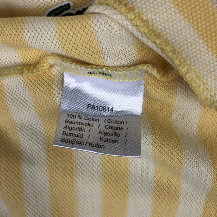 Lacoste Regular Fit Short-Sleeve Striped Polo Shirt, Size 6 (Equivalent to Men's Large) cotton yellow type Vintage Second Hand
