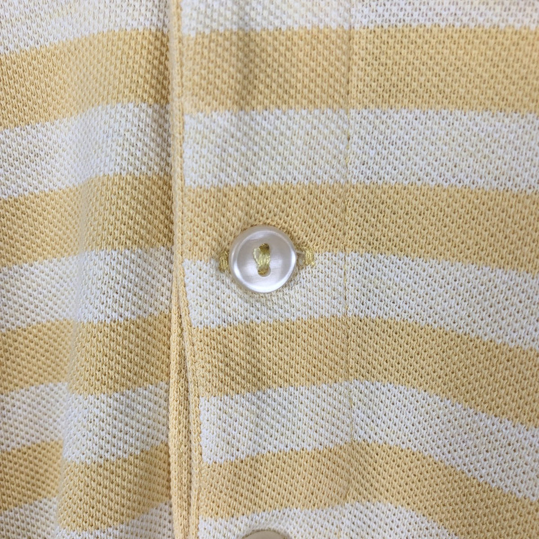 Lacoste Regular Fit Short-Sleeve Striped Polo Shirt, Size 6 (Equivalent to Men's Large) cotton yellow type Vintage Second Hand