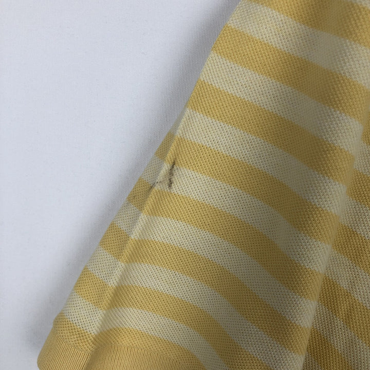Lacoste Regular Fit Short-Sleeve Striped Polo Shirt, Size 6 (Equivalent to Men's Large) cotton yellow type Vintage Second Hand