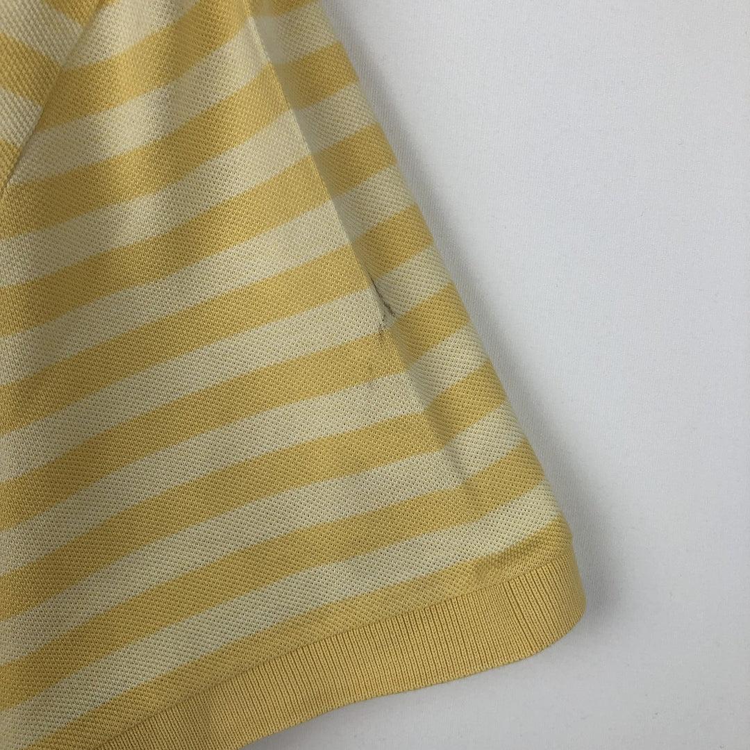 Lacoste Regular Fit Short-Sleeve Striped Polo Shirt, Size 6 (Equivalent to Men's Large) cotton yellow type Vintage Second Hand