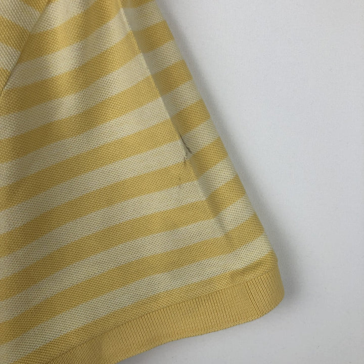 Lacoste Regular Fit Short-Sleeve Striped Polo Shirt, Size 6 (Equivalent to Men's Large) cotton yellow type Vintage Second Hand