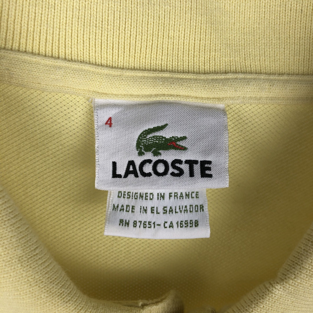 Lacoste LACOSTE French design short sleeve polo shirt size 4, men's M size cotton yellow type Vintage Second Hand