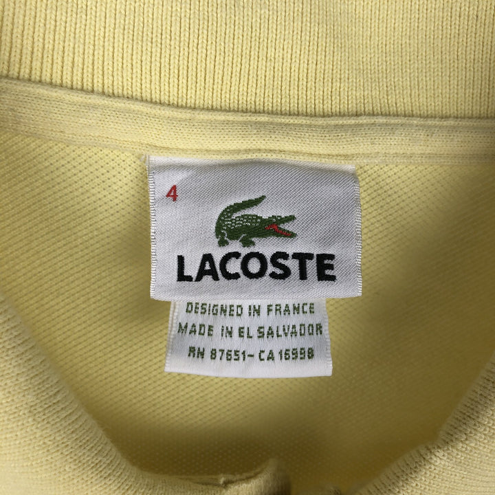 Lacoste LACOSTE French design short sleeve polo shirt size 4, men's M size cotton yellow type Vintage Second Hand