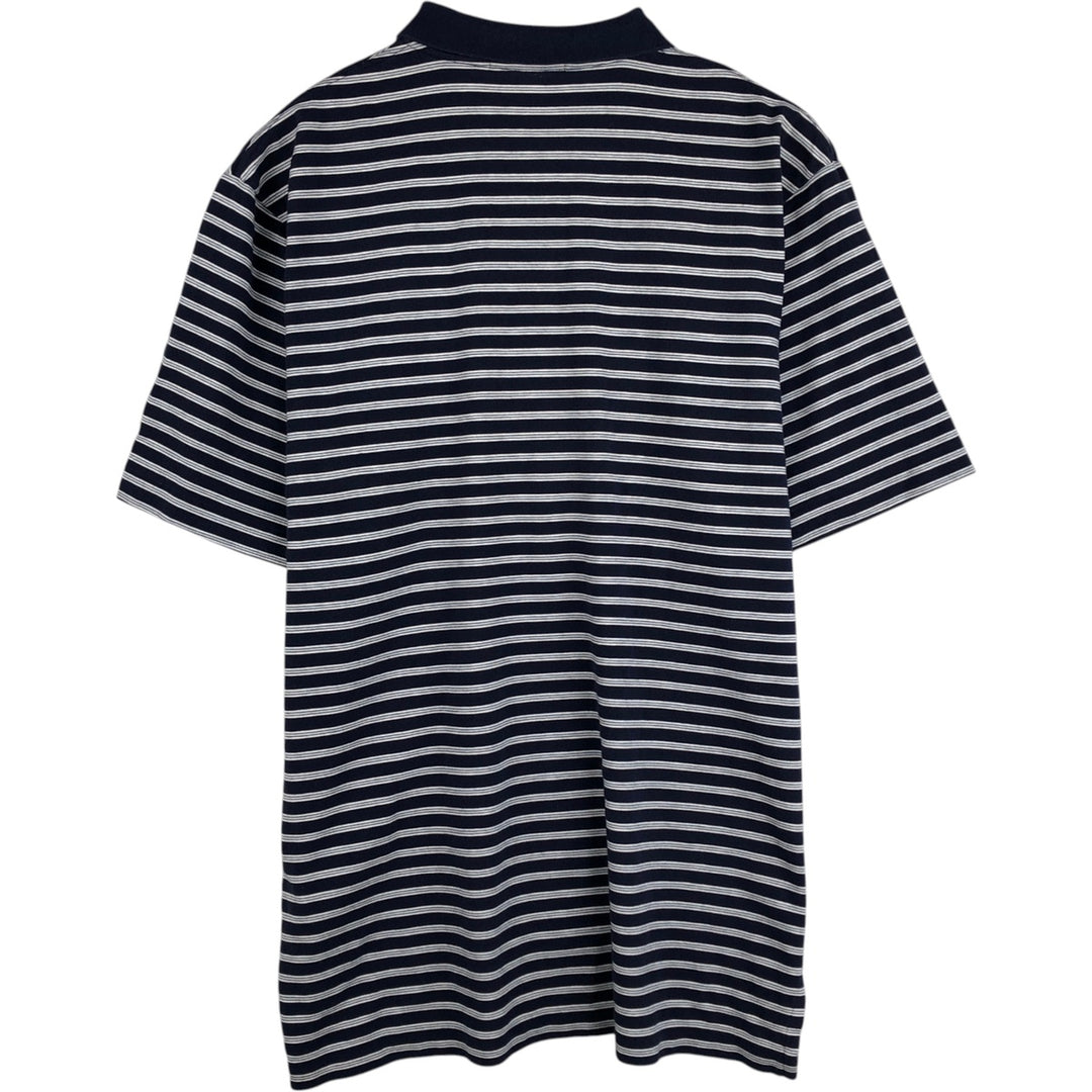 Ralph Lauren POLO by Ralph Lauren Multi-border short sleeve striped polo shirt Men's XL size cotton navy blue type Vintage Second Hand