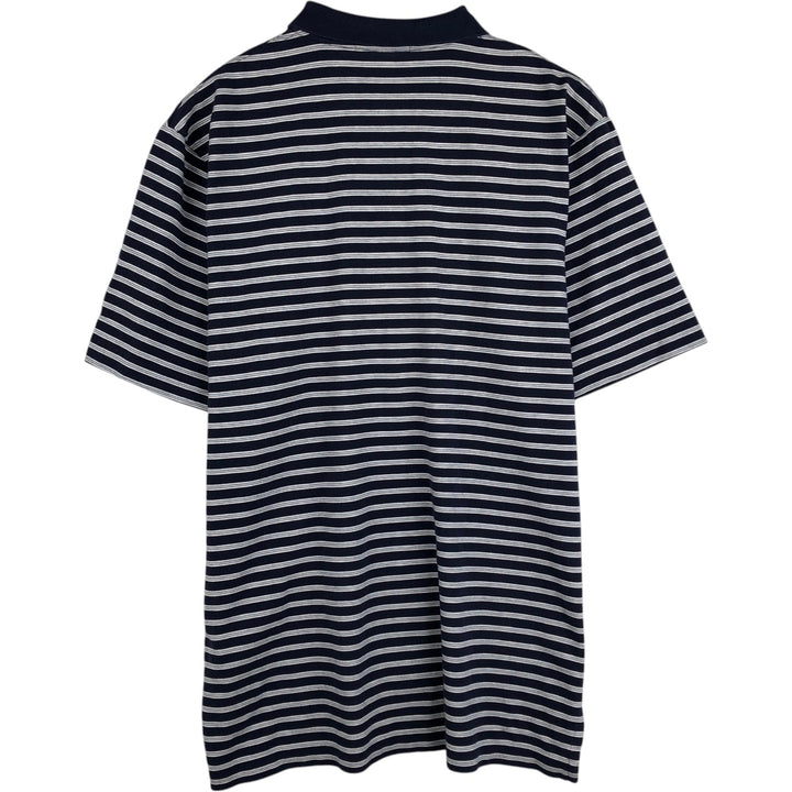 Ralph Lauren POLO by Ralph Lauren Multi-border short sleeve striped polo shirt Men's XL size cotton navy blue type Vintage Second Hand