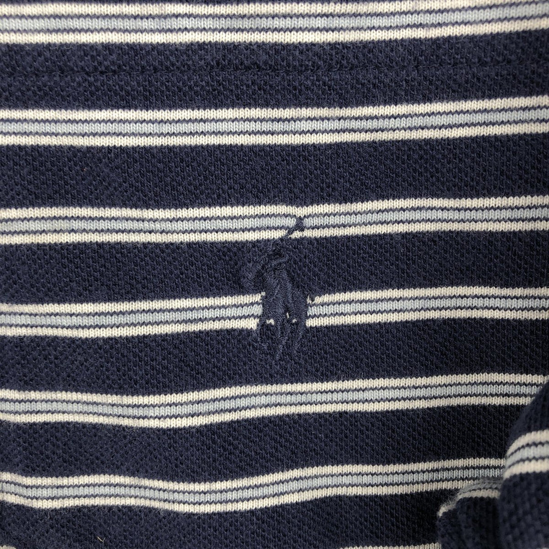 Ralph Lauren POLO by Ralph Lauren Multi-border short sleeve striped polo shirt Men's XL size cotton navy blue type Vintage Second Hand