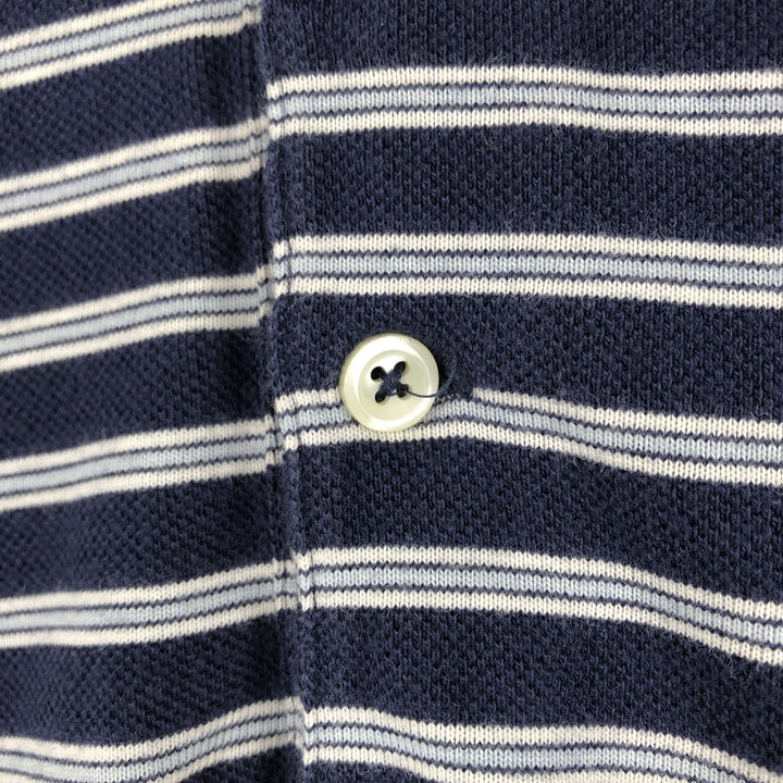 Ralph Lauren POLO by Ralph Lauren Multi-border short sleeve striped polo shirt Men's XL size cotton navy blue type Vintage Second Hand