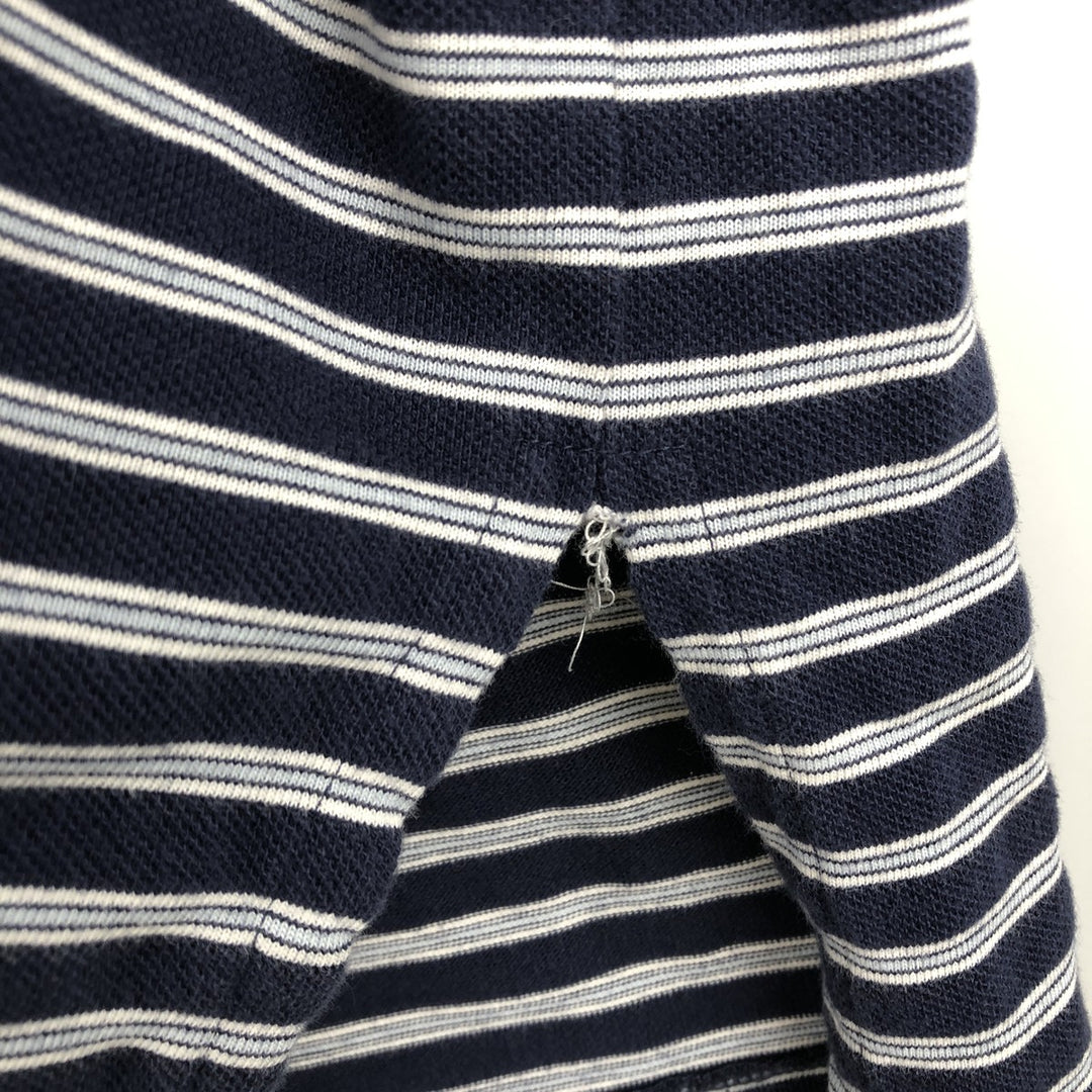 Ralph Lauren POLO by Ralph Lauren Multi-border short sleeve striped polo shirt Men's XL size cotton navy blue type Vintage Second Hand