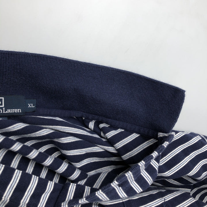 Ralph Lauren POLO by Ralph Lauren Multi-border short sleeve striped polo shirt Men's XL size cotton navy blue type Vintage Second Hand