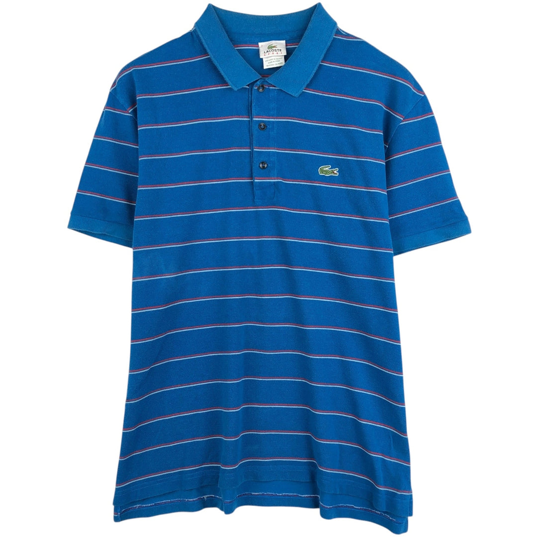 Lacoste LACOSTE SPORT France Design Multi-stripe Short-Sleeve Striped Polo Shirt, Size 7 (Men's XXL equivalent) cotton blue type Vintage Second Hand