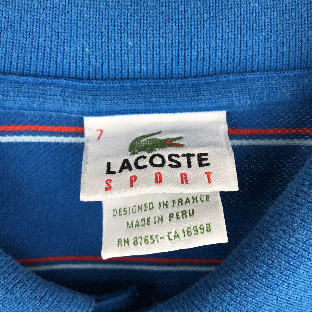 Lacoste LACOSTE SPORT France Design Multi-stripe Short-Sleeve Striped Polo Shirt, Size 7 (Men's XXL equivalent) cotton blue type Vintage Second Hand
