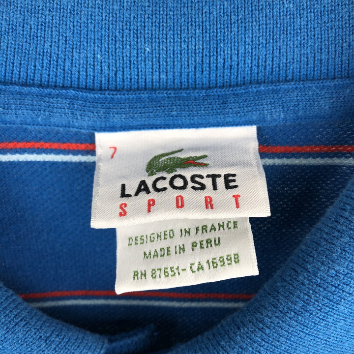 Lacoste LACOSTE SPORT France Design Multi-stripe Short-Sleeve Striped Polo Shirt, Size 7 (Men's XXL equivalent) cotton blue type Vintage Second Hand