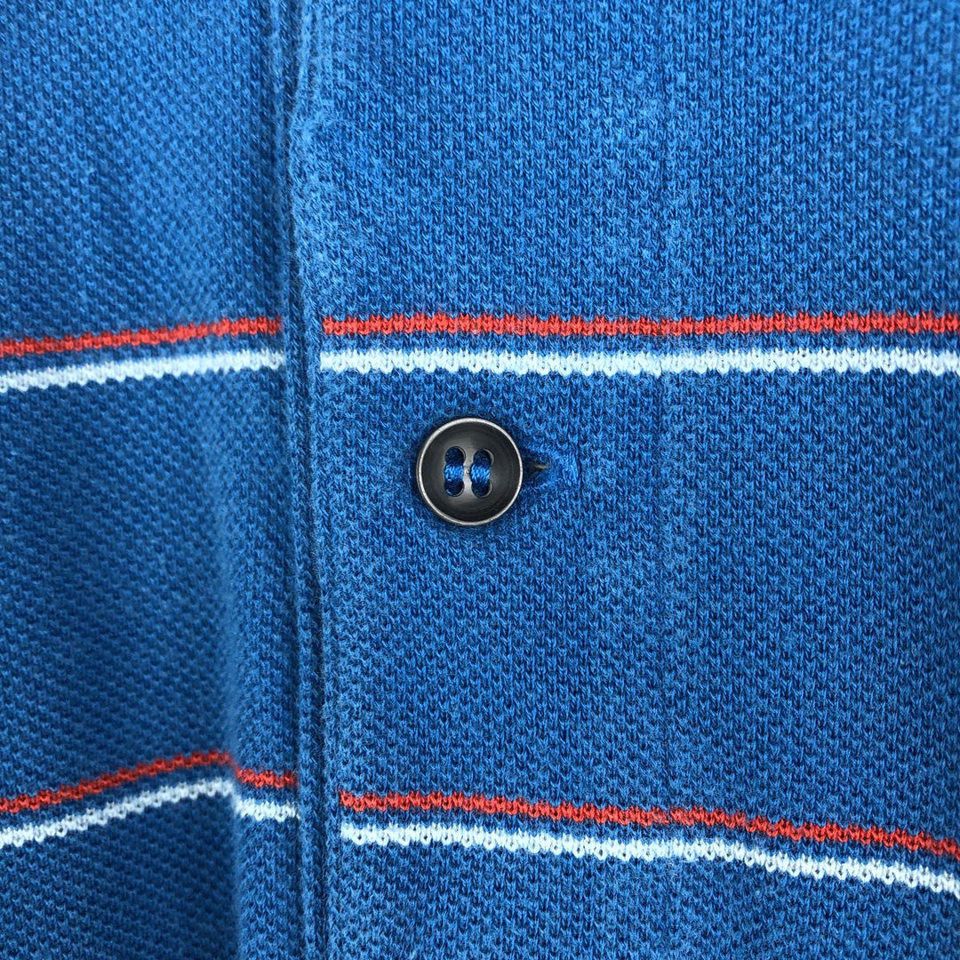 Lacoste LACOSTE SPORT France Design Multi-stripe Short-Sleeve Striped Polo Shirt, Size 7 (Men's XXL equivalent) cotton blue type Vintage Second Hand