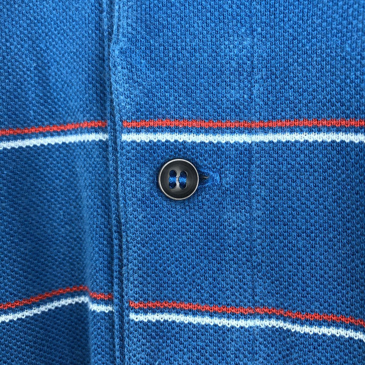 Lacoste LACOSTE SPORT France Design Multi-stripe Short-Sleeve Striped Polo Shirt, Size 7 (Men's XXL equivalent) cotton blue type Vintage Second Hand
